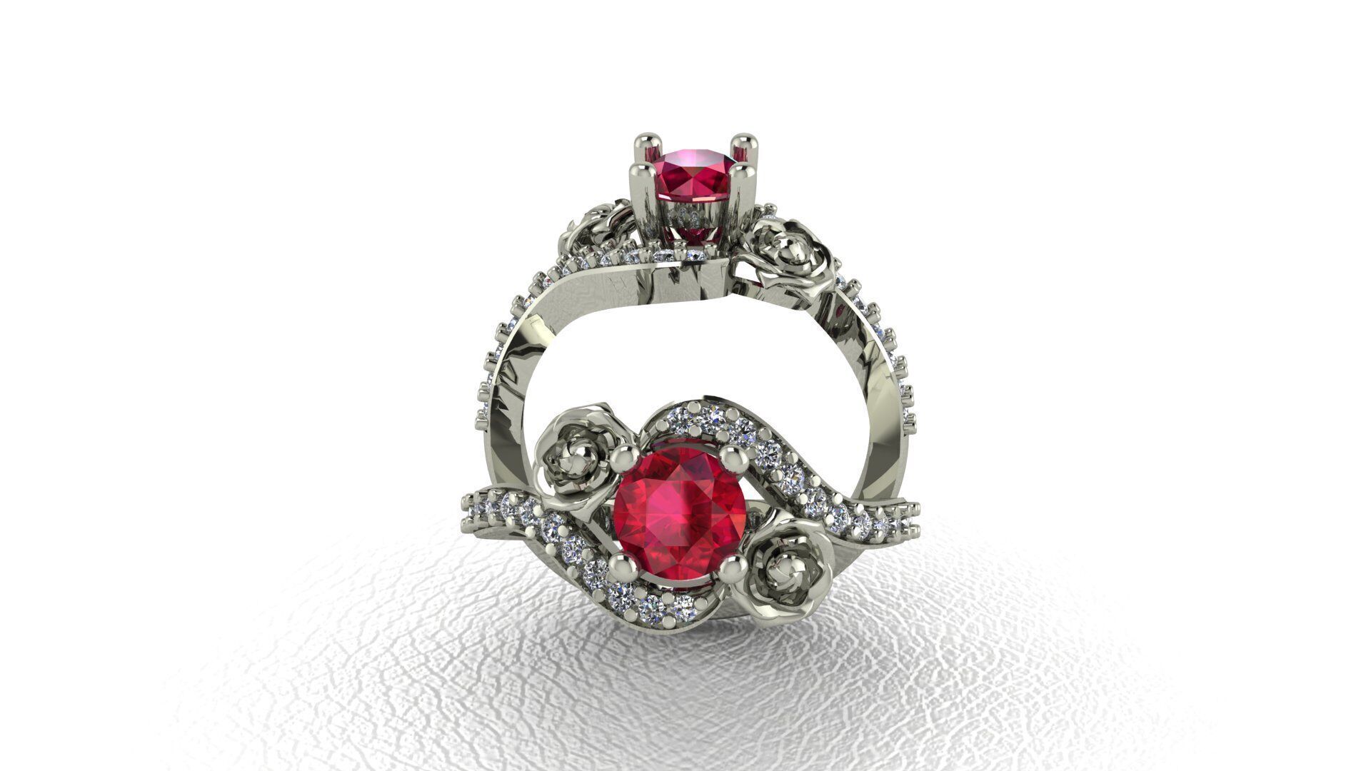 Ruby Flower Ring Free 3D print model_11