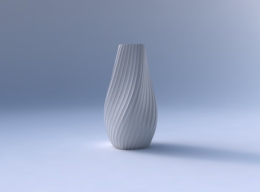 Bottom wide vase helix with extruded vertical lines 3D print model_4
