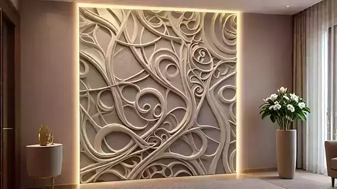 modern panel wall decor set wall relief mural CNC 142 3D model