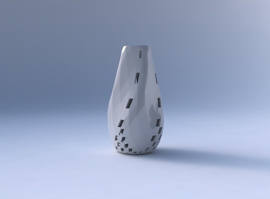 Bottom wide vase helix with checker grid lattice 3 3D print model_4