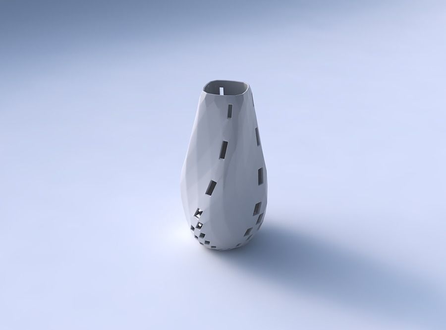 Bottom wide vase helix with checker grid lattice 3 3D print model_3