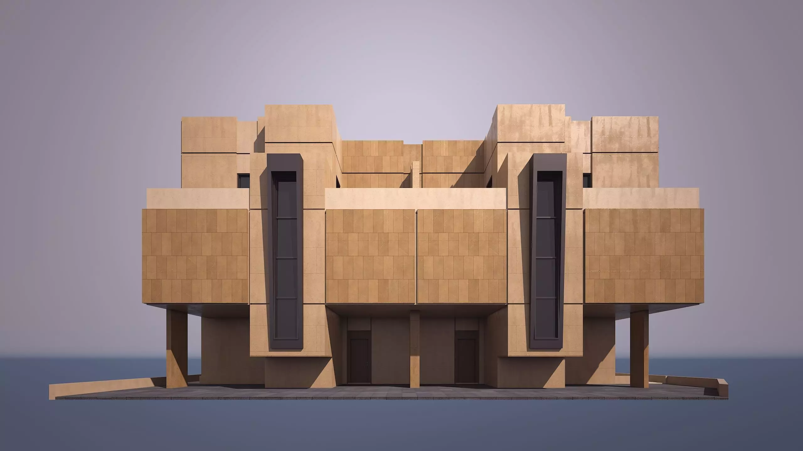 0211 - Twin Villa Low-poly 3D model