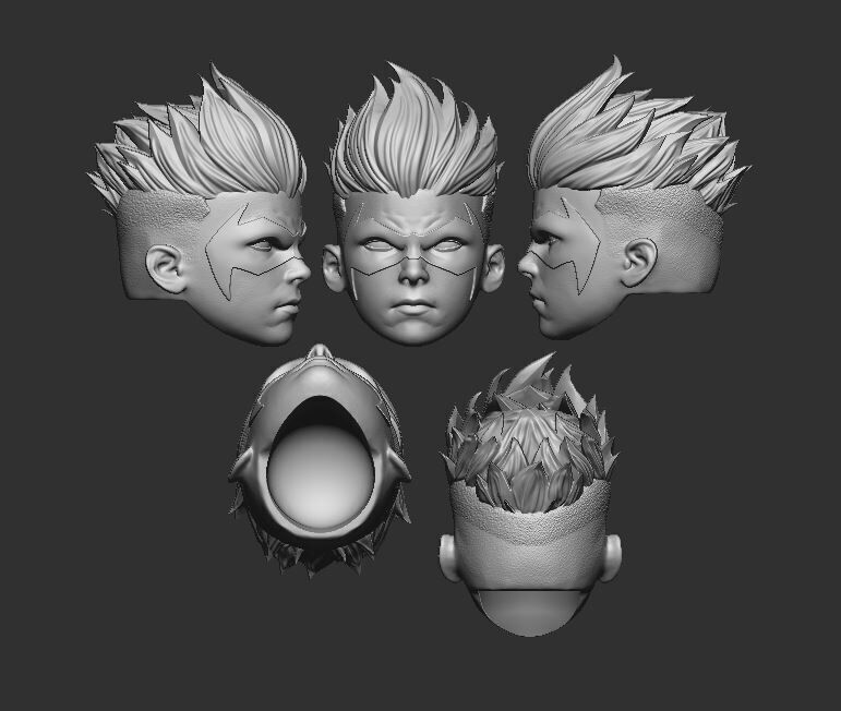 Damien Wayne Headsculpt with Sword for Action Figures 3D print model_1