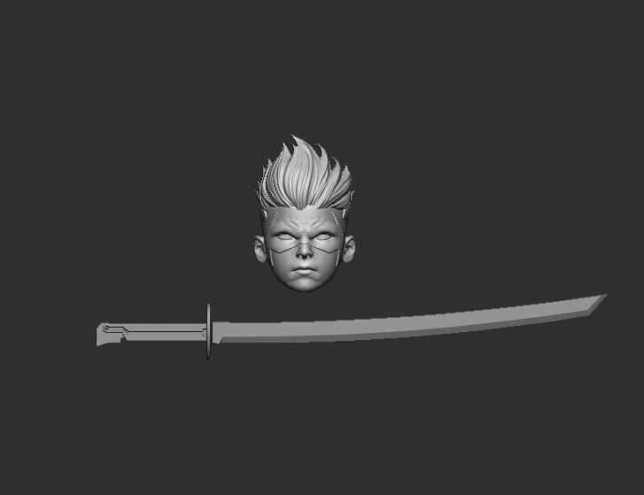 Damien Wayne Headsculpt with Sword for Action Figures 3D print model_2
