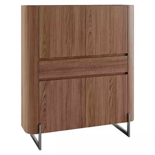 Tall sideboard walnut and dark metallized steel