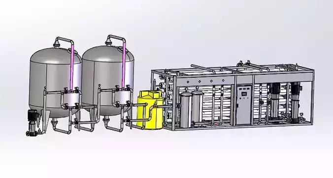 20T Two-Stage Water Treatment System 3D model