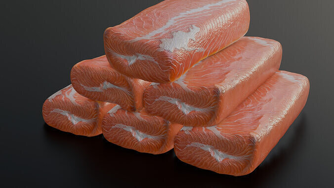 Salmon Steak 3D model 7