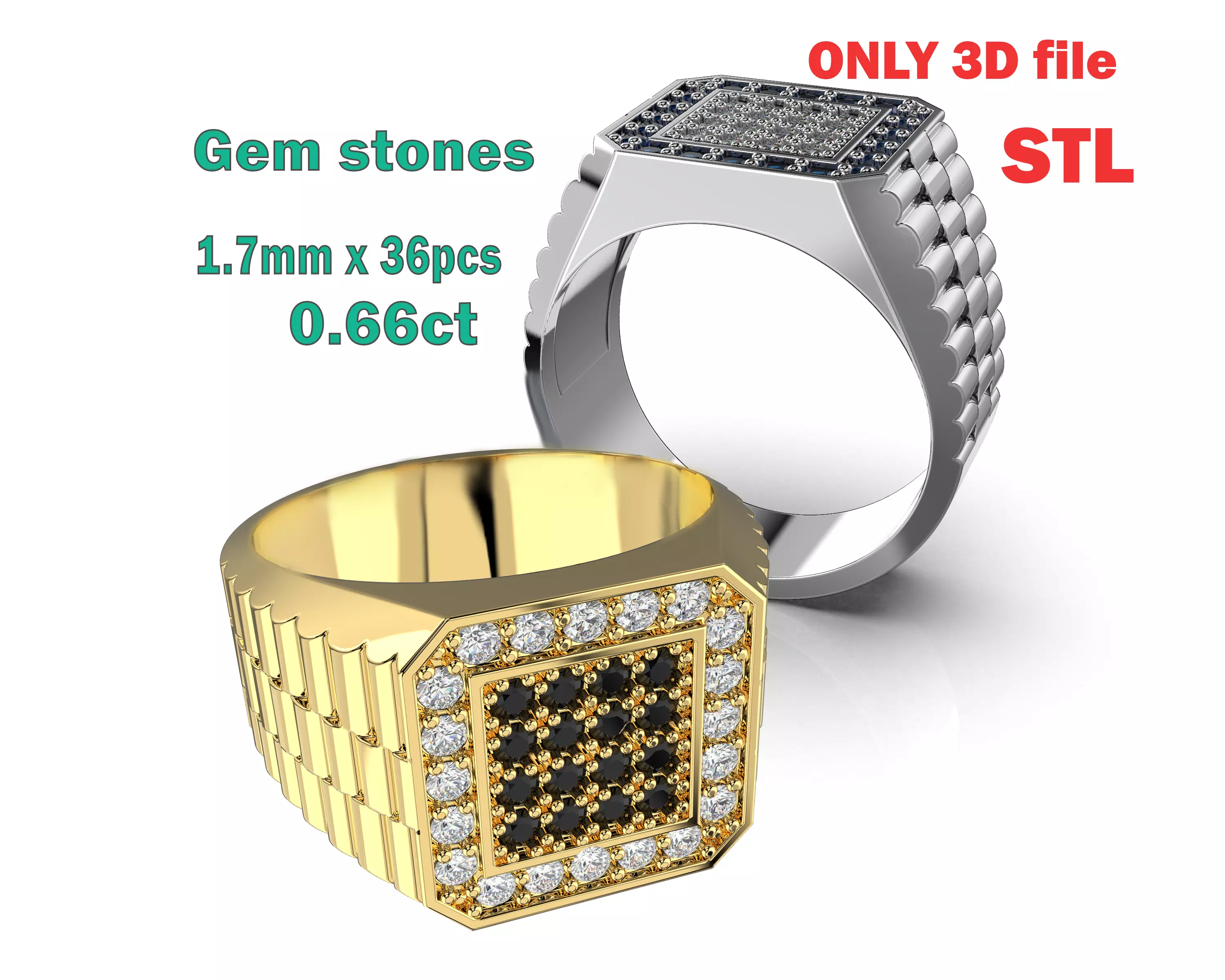 Jewelry mans Signet Ring - Printable STL 3D print model