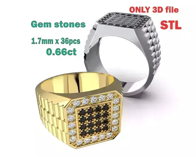 Jewelry mans Signet Ring  - Printable STL 3D print model