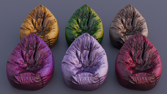 Bean Bag chair collection 3D model 2