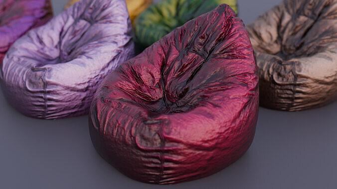 Bean Bag chair collection 3D model 4