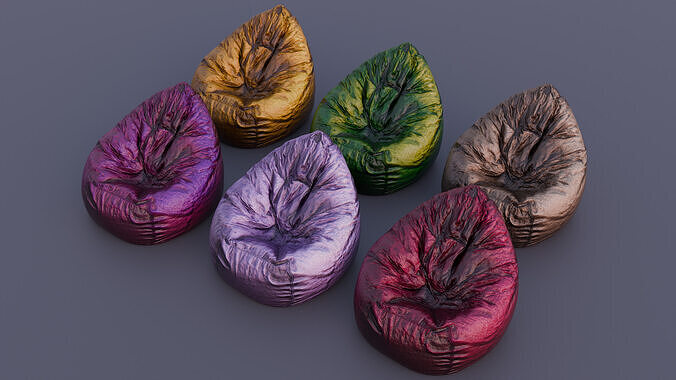 Bean Bag chair collection 3D model 5