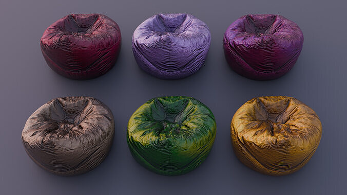 Bean Bag chair collection 3D model 6