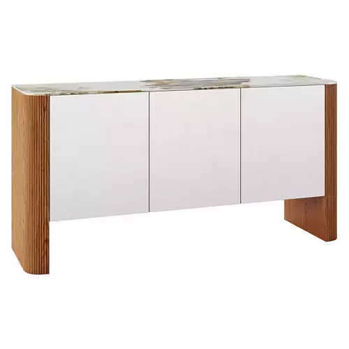 Sideboard silver wood walnut and porcelain marble top