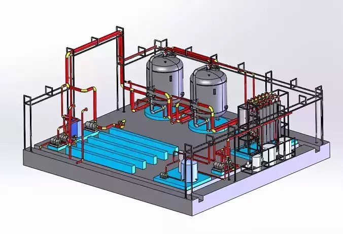 Industrial Ultrafiltration System with Equipment Room  3D model