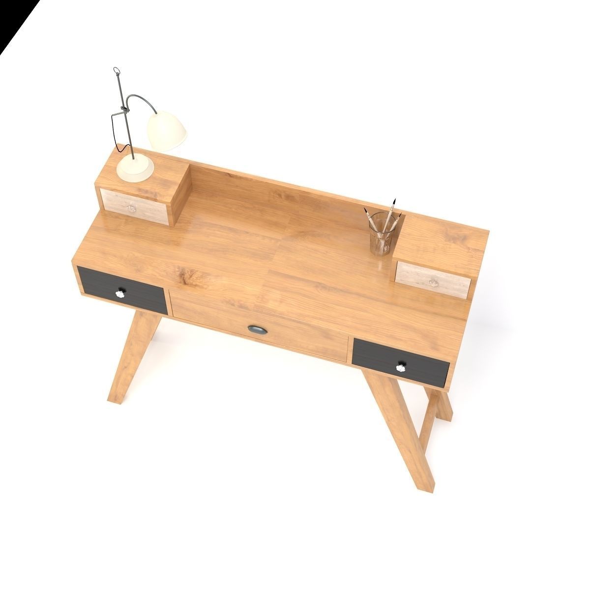 Retro Desk 14 3D model_3