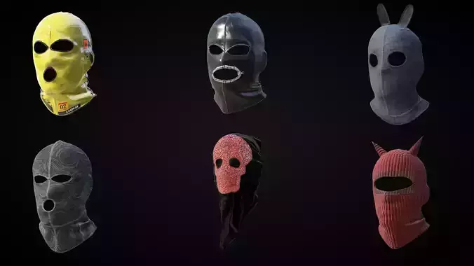 Mask Pack 1 - Metahuman Ready Low-poly 3D model