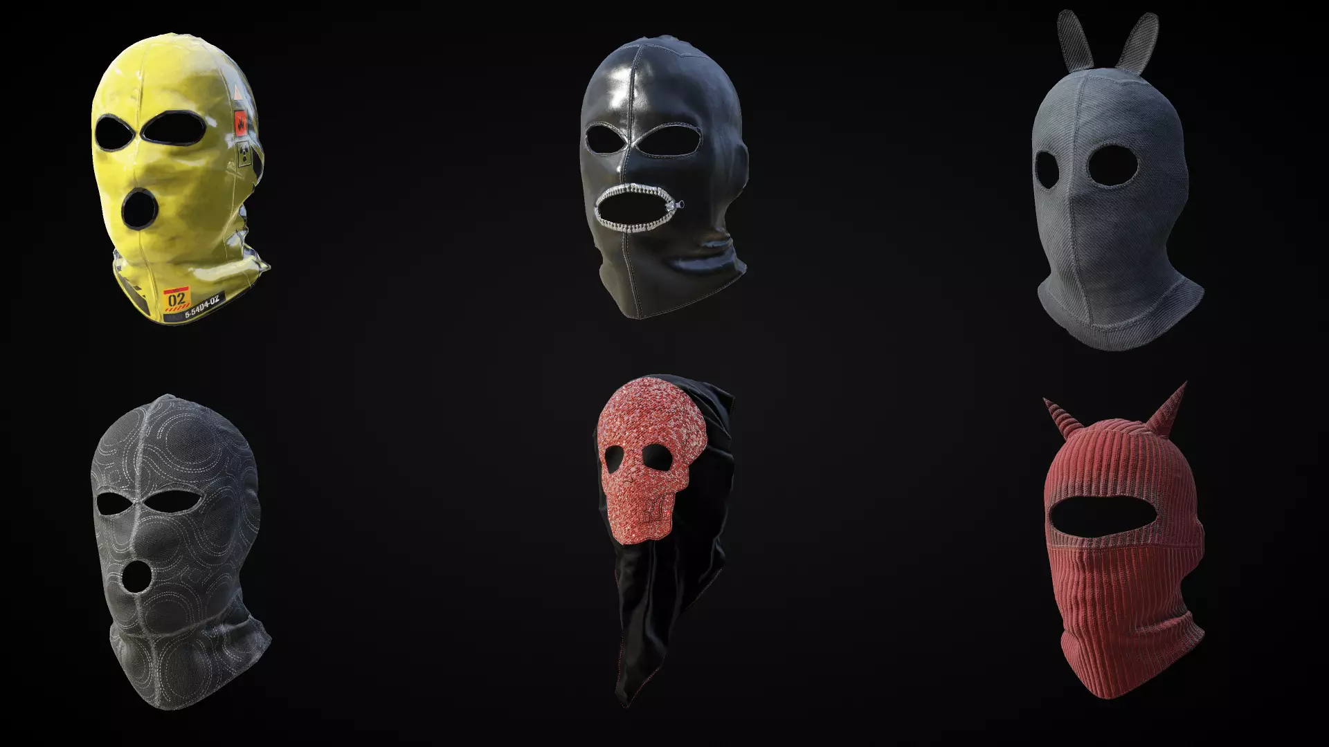 Mask Pack 1 - Metahuman Ready Low-poly 3D model