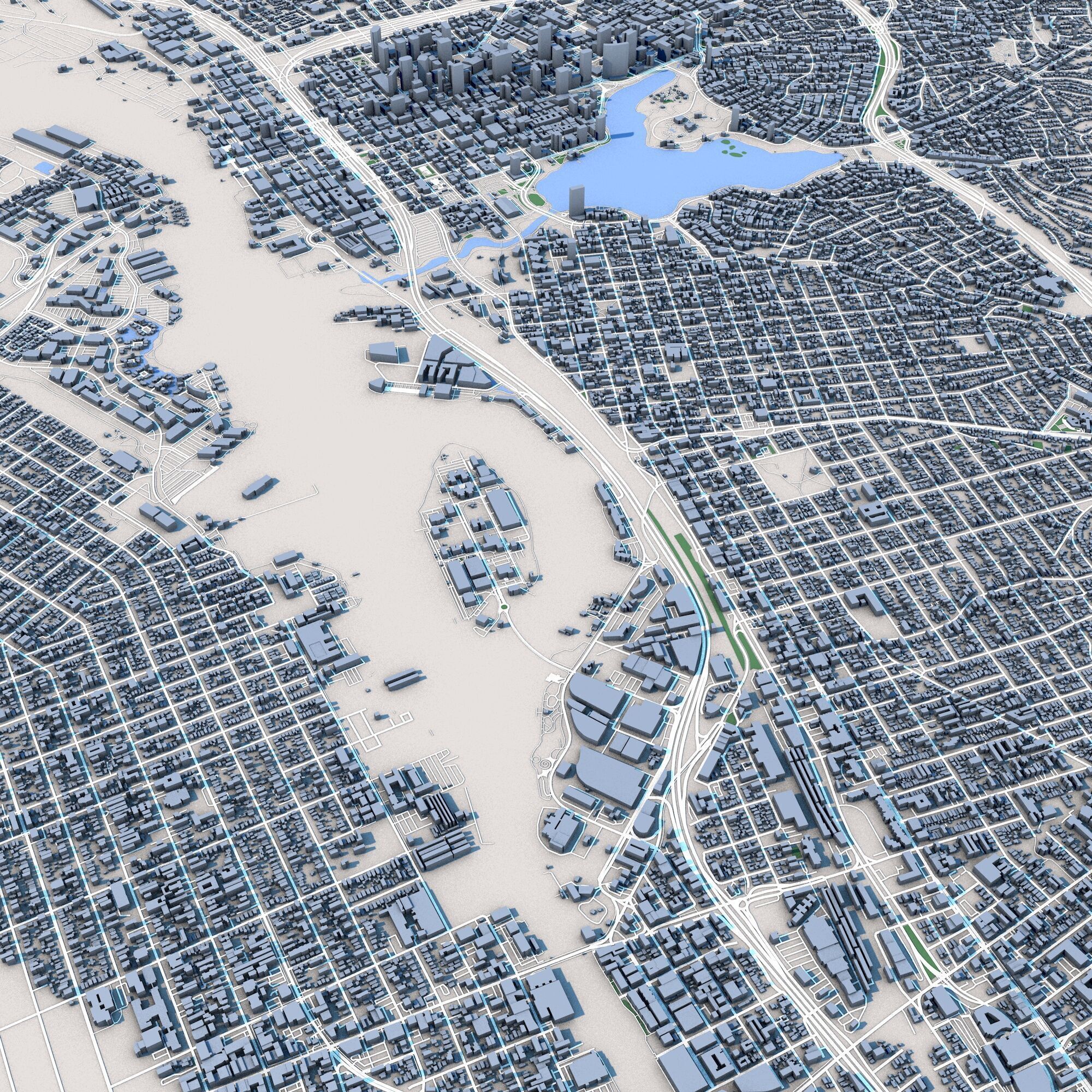 Oakland City California 3D model_2