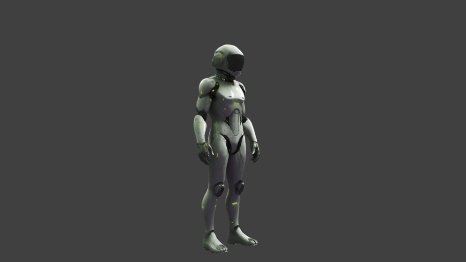 Rigged And Animated Sci-fi Character Low-poly 3D model_3