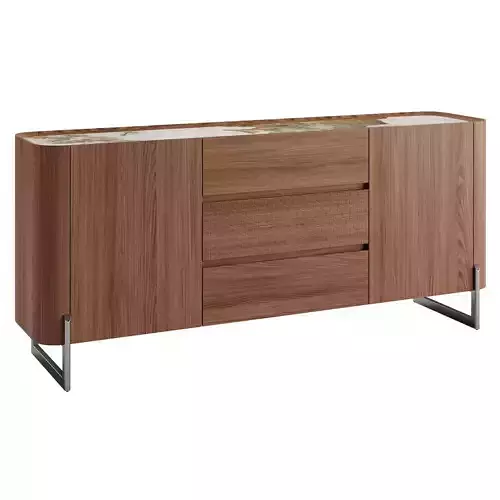 Walnut and dark metallized steel sideboard 