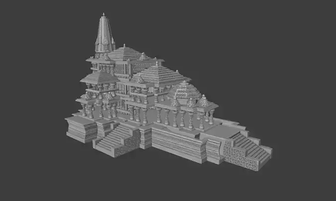Ram Mandir 3D Model Intricate Temple Design