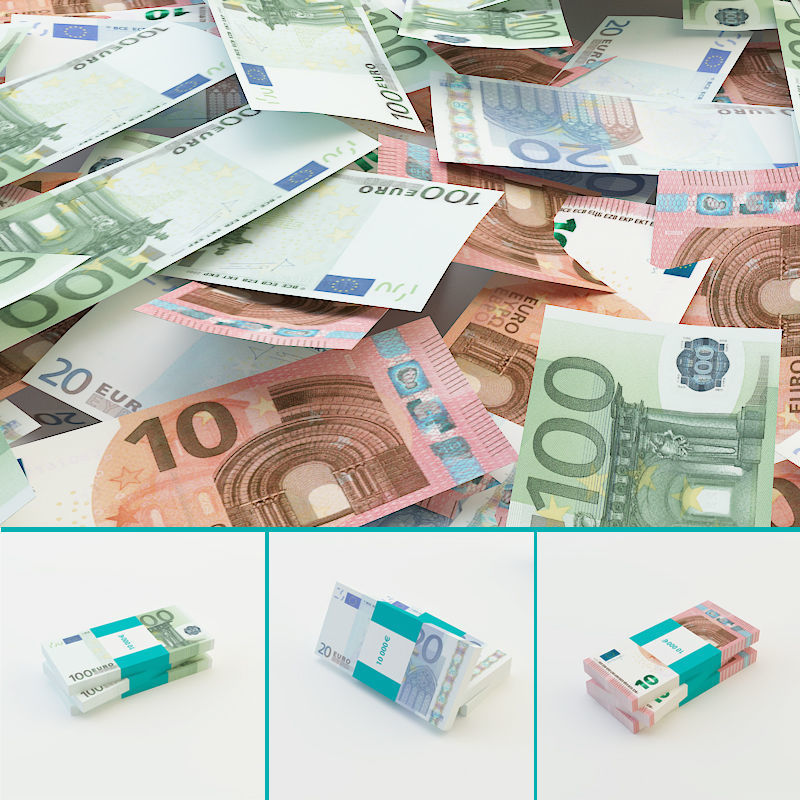 Euro banknotes 3D model_0