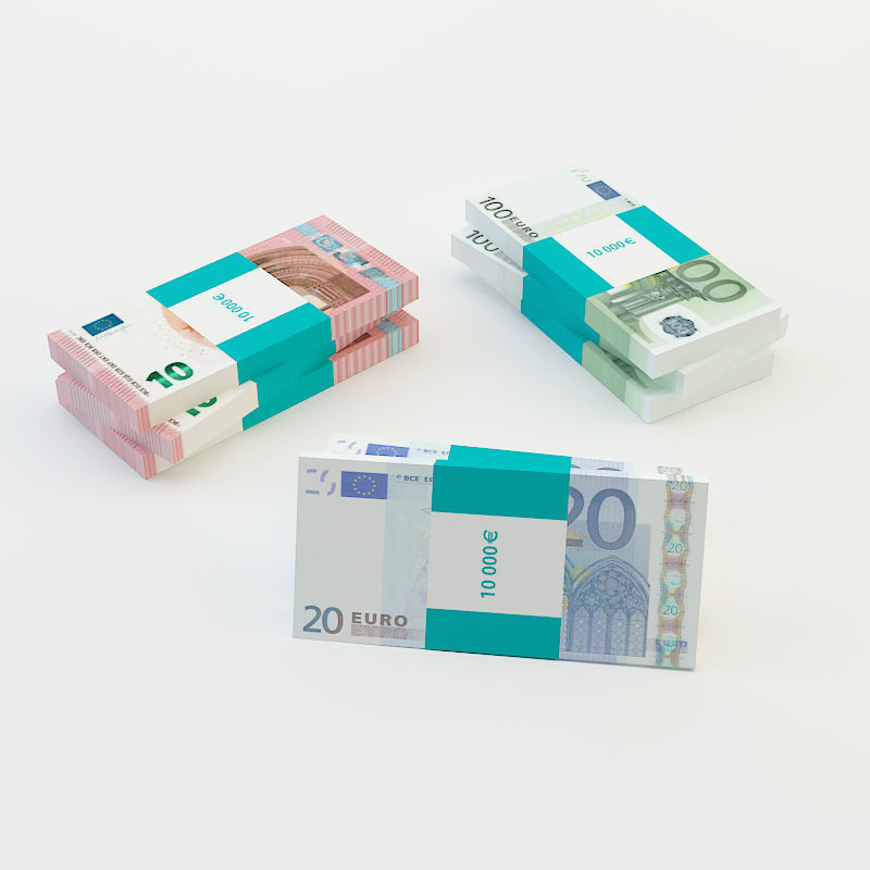 Euro banknotes 3D model_4