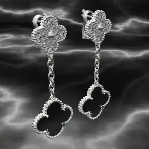 Van Cleef Flower Earrings With Gems