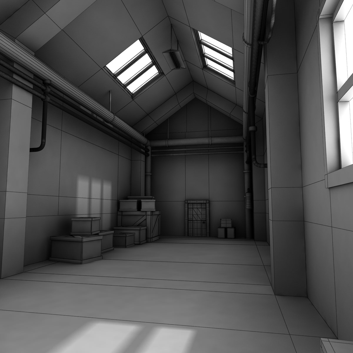 Corridor empty hallway in building 3D model_8