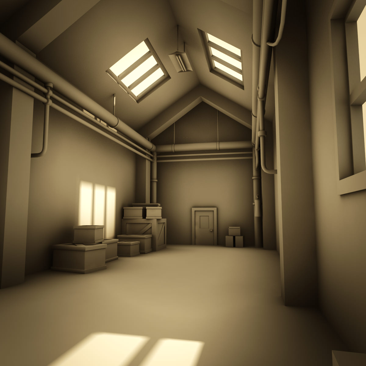 Corridor empty hallway in building 3D model_2