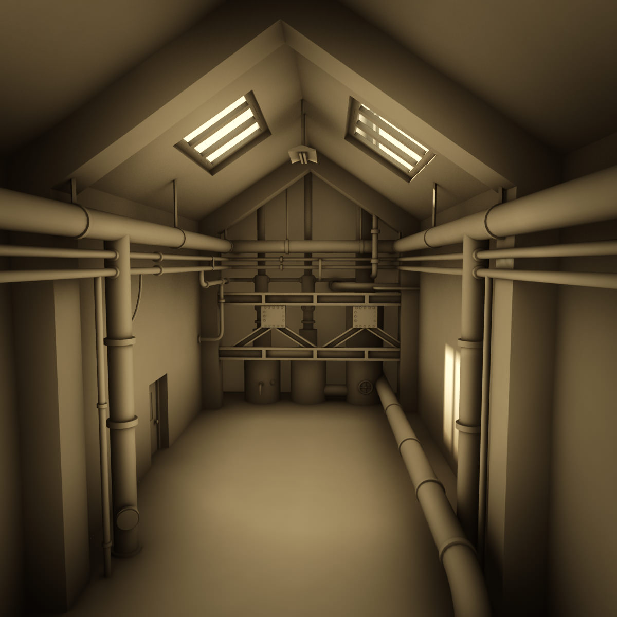 Corridor empty hallway in building 3D model_3