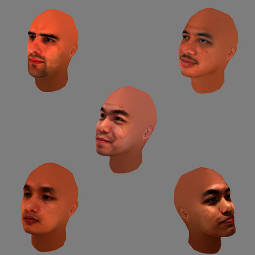 5 Man Heads Collection v-1 Low-poly 3D model