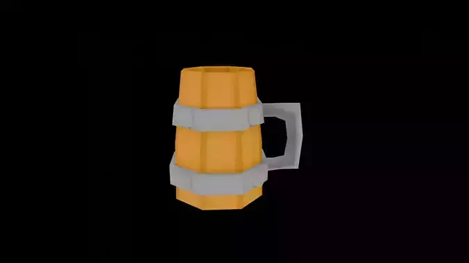 Low-Poly Wooden Mug - wooden tableware Low-poly 3D model
