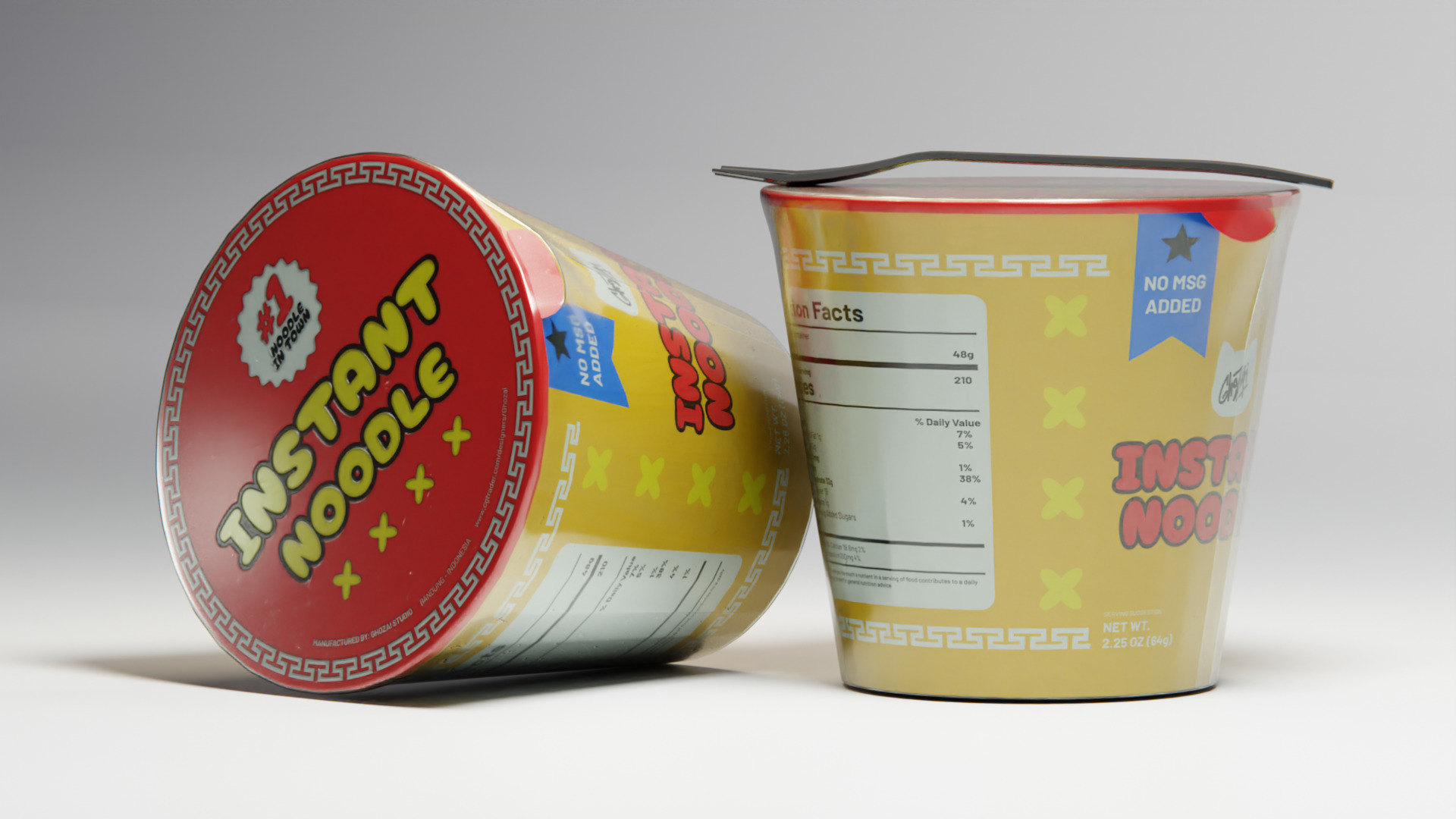 Instant ramen Stall - Cartoon Game Isometric Low-poly 3D model_14