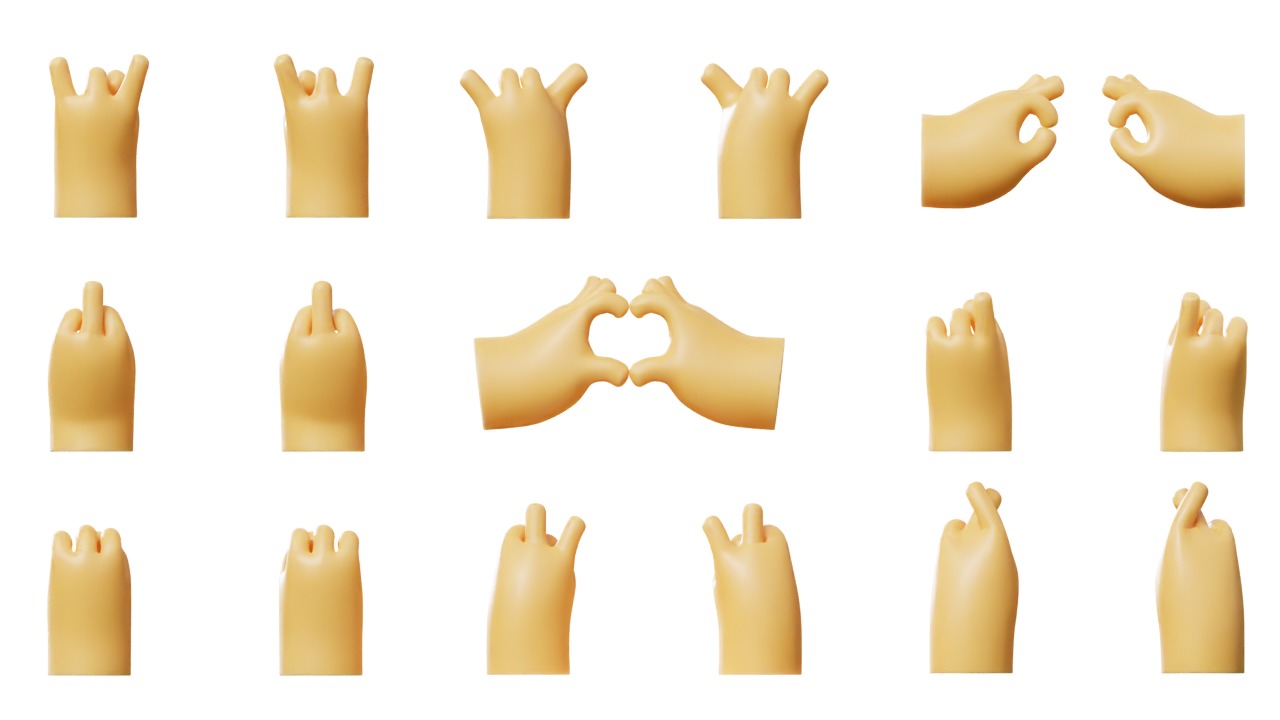 Cartoon Hands Illustration Icon Pack 3D Model Collection_1