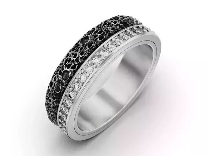 Lava Texture Diamond Wedding Ring
