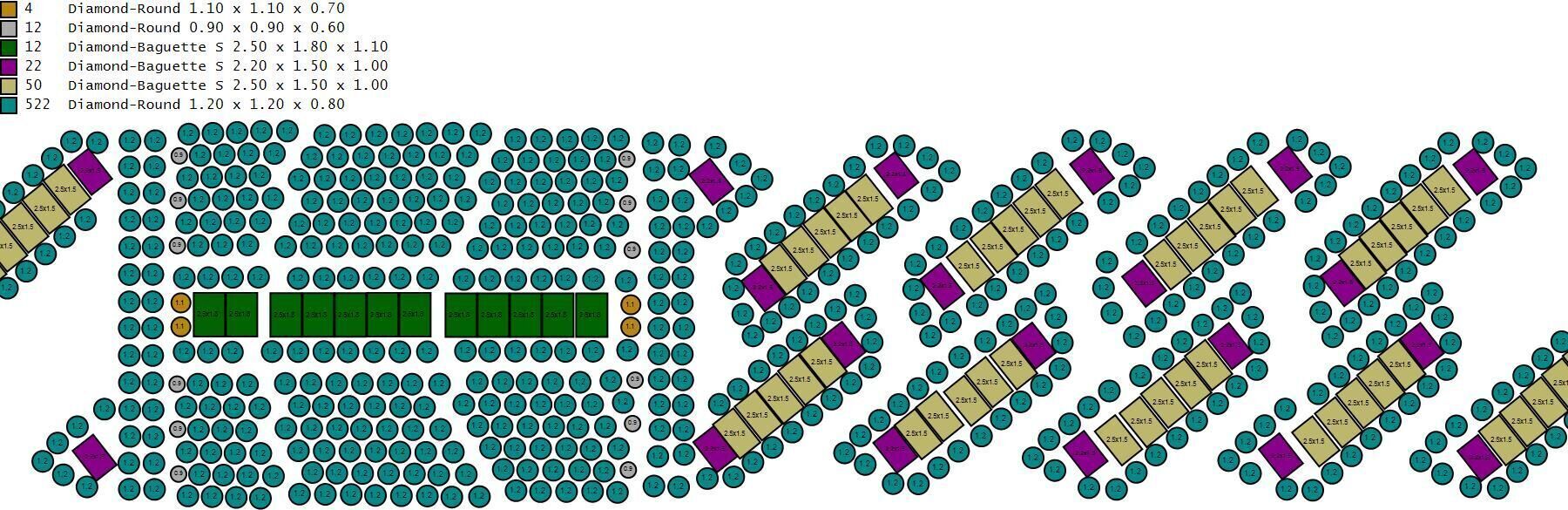 Custom Cuban Diamond Chain - Baguettes Chain - Miami Link 3D print model_12