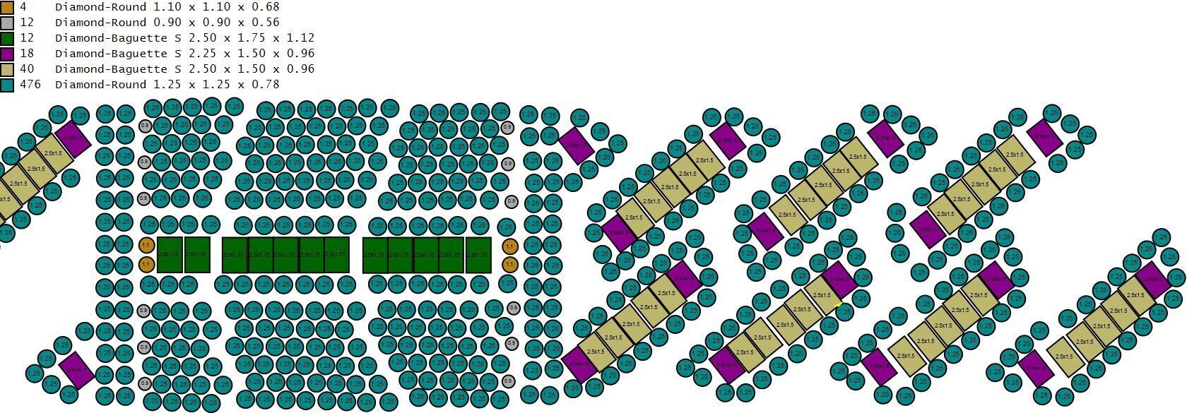 Custom Cuban Diamond Chain - Baguettes Chain - Miami Link 3D print model_19