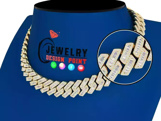 Custom Cuban Diamond Chain - Baguettes Chain - Miami Link