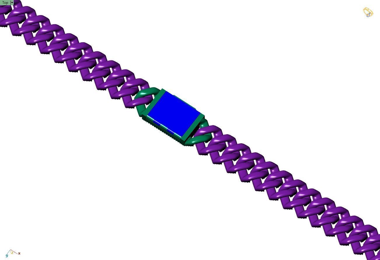 Custom Cuban Diamond Chain - Baguettes Chain - Miami Link 3D print model_9