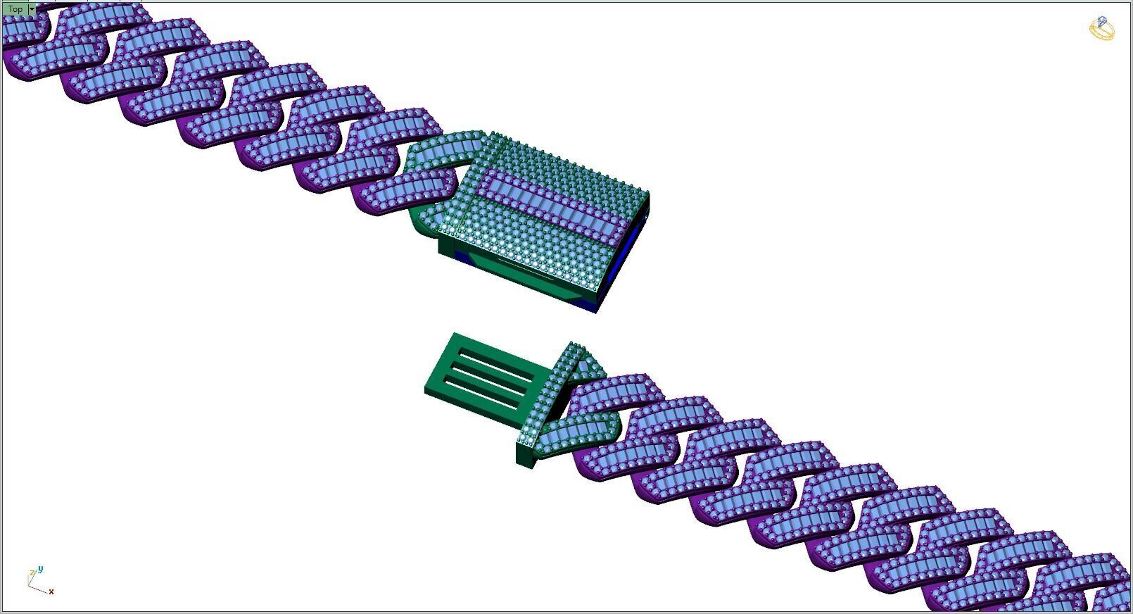 Custom Cuban Diamond Chain - Baguettes Chain - Miami Link 3D print model_15