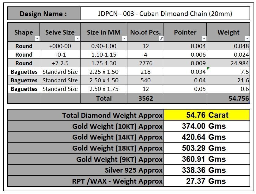 Custom Cuban Diamond Chain - Baguettes Chain - Miami Link 3D print model_20