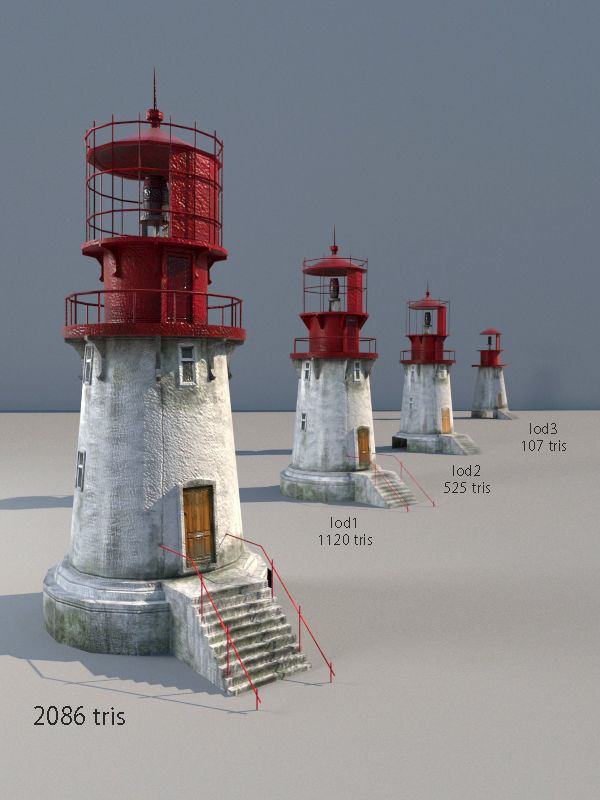 Lighthouse low-poly with LODs and PBR textures Low-poly 3D model_5