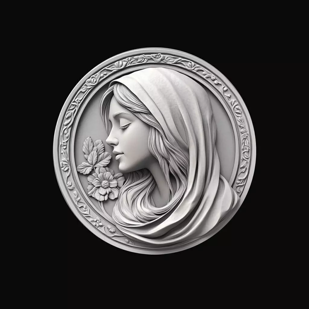 Virgin Mary 3D Relief Panel 3D print model_0