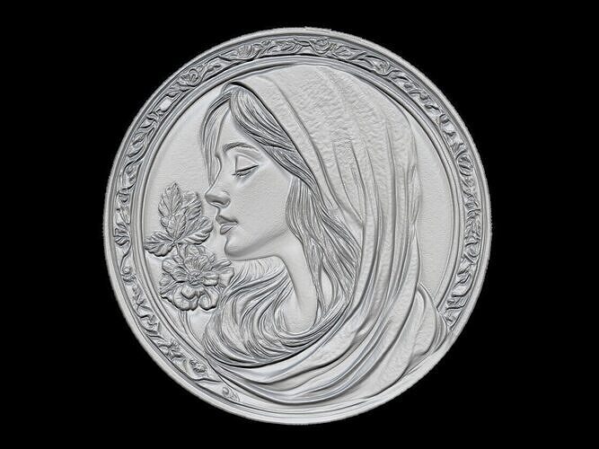 Virgin Mary 3D Relief Panel 3D print model