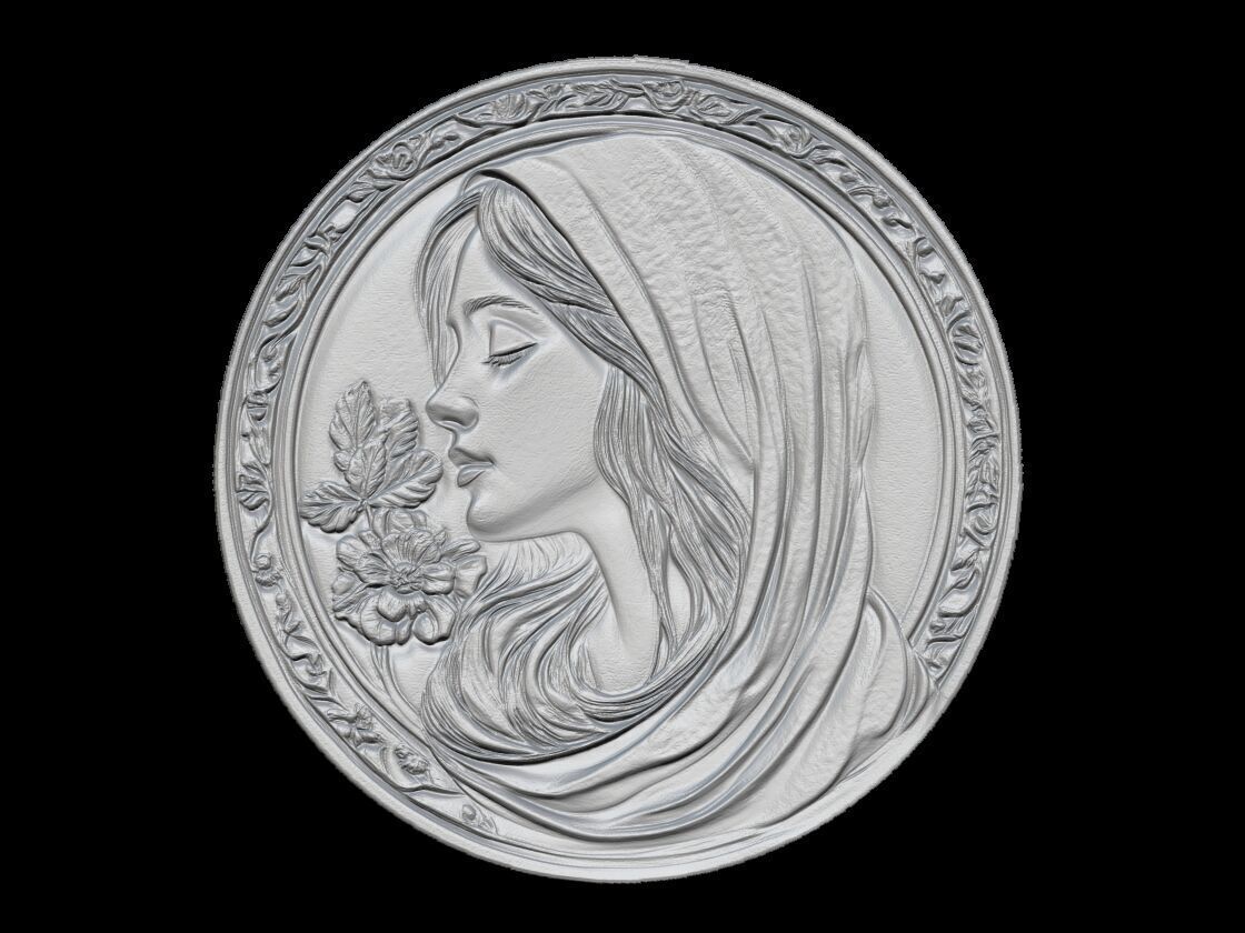 Virgin Mary 3D Relief Panel 3D print model_1