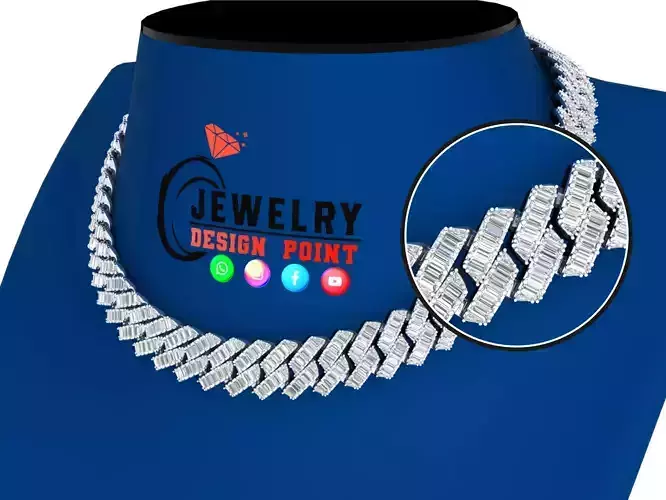 Custom Cuban Diamond Chain - Baguettes Chain - Miami Link