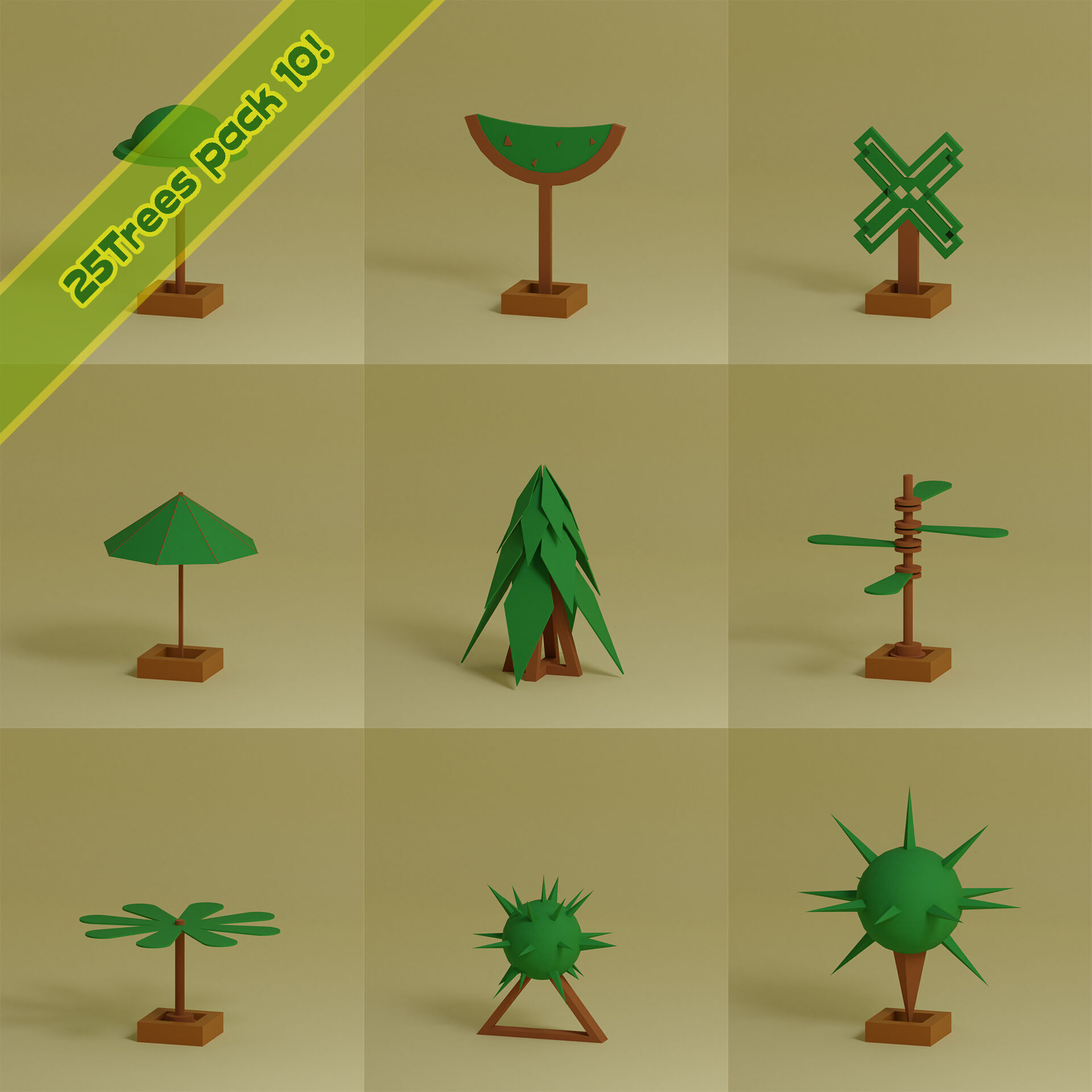 Low Poly Trees Collection - 25 trees pack 10 Low-poly 3D model_5