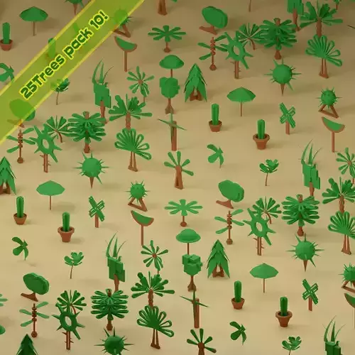 Low Poly Trees Collection - 25 trees pack 10 Low-poly 3D model